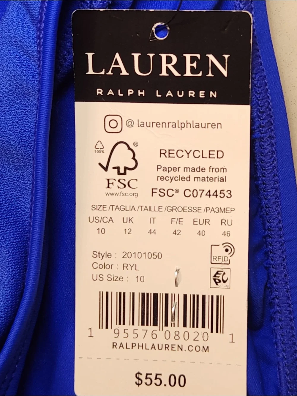 NWT Lauren Ralph Lauren Women’s Cobalt Blue Bikini Brief‎ Swim Bottoms Classic